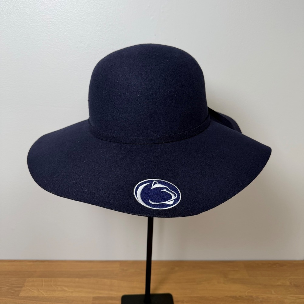 Penn State Nittany Lions Navy Blue 100% Wool Wide Brim Floppy Hat NEW LogoFit